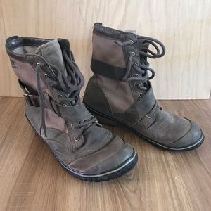 Sorel major rain boots lace up tan combat weather